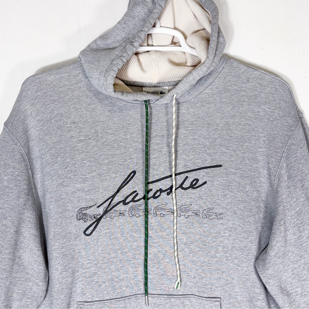 Lacoste Signature Flecked Cotton Fleece Hoodie Mens 3XL Classic Fit